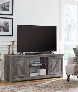 Crossbuck Grey Media Stand with Optional Fireplace Insert