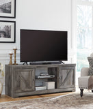 Crossbuck Grey Media Stand with Optional Fireplace Insert