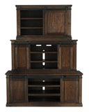 Rustic Brown Media Stand with Sliding Barn Doors in 2 Sizes