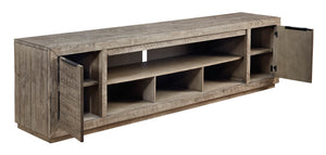 Stan Weathered Grey Media Stand with Optional Fireplace
