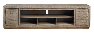 Stan Weathered Grey Media Stand with Optional Fireplace