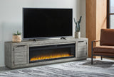 Ned Distressed Media Stand with Optional Fireplace