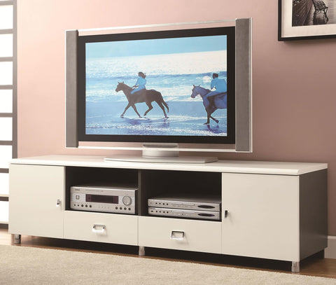 White & Gun Metal Contemporary TV Console