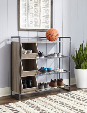 Chic Two Tone Shoe Rack with Cubbies