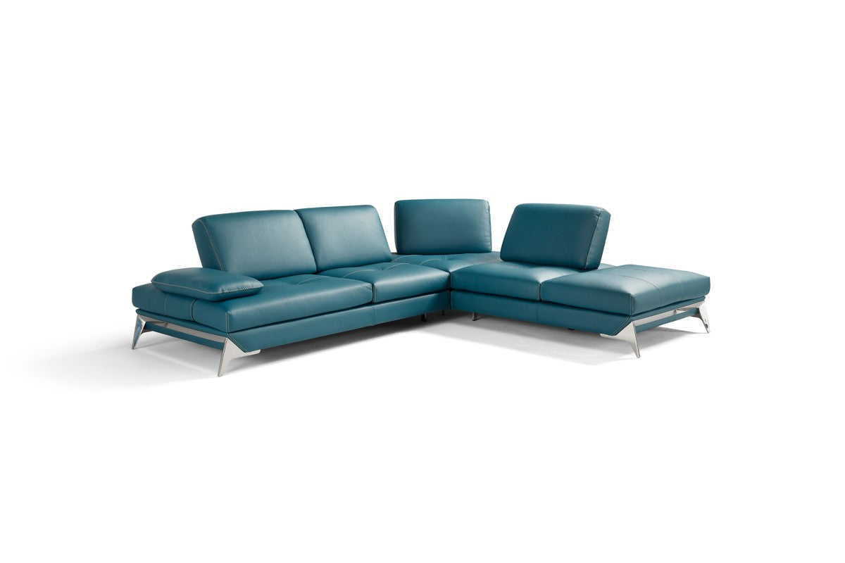 Andre Full Leather Sectional in Blue