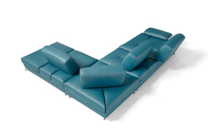 Andre Full Leather Sectional in Blue