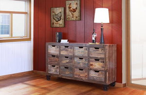 Rustic Numbered Multi-Drawers Console