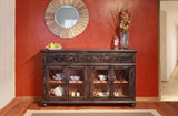 Vintage Weathered Black Console with Storage Drawers