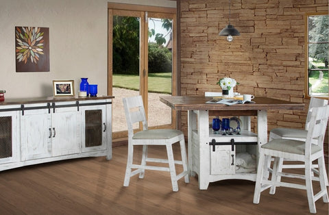 Rustic Counter Height Dining Room Collection with Storage Base