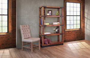 Rustic Industrial Bookcase with Iron Base