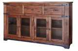 Parota Solid Wood Storage Console with Iron Base