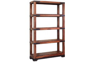 Rustic Industrial Bookcase with Iron Base