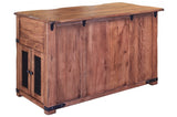 Solid Parota Wood Kitchen Island with Hidden Casters and Sliding Barn Doors