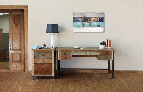 Multi-color Rustic Reclaimed Wood Writing Desk