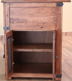 Solid Parota Wood Kitchen Island with Hidden Casters and Sliding Barn Doors