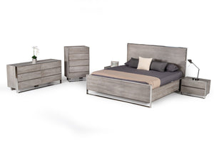 Charmaine Grey & Stainless Steel Bedroom Collection