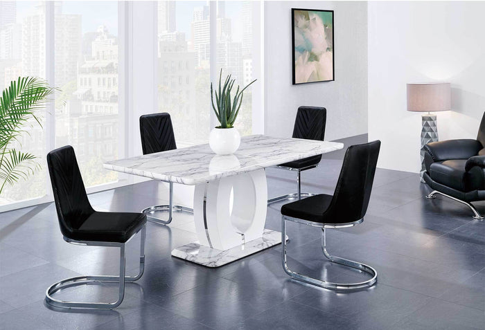 Daisy Faux Marble Dining Room Collection with Black or White Chairs