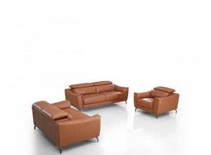 Dane Leather Living Room Collection in Cognac or Black