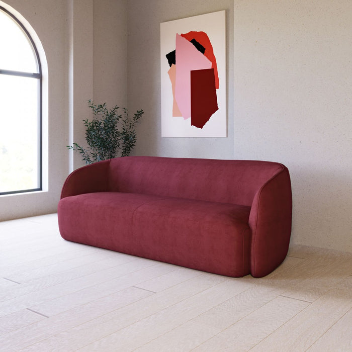 Springer Red Velvet Sofa with Curved Back