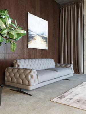 Sarina Modern Grey Velvet Tufted Sofa