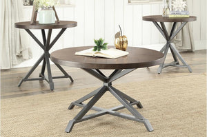 Industrial Round 3 Piece Occasional Tables Set