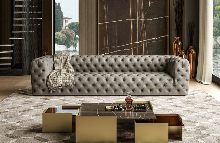 Odi Italian Leather Oversized Sofa in Grey or Beige