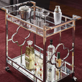 Floral Bar Cart in Chrome Finish