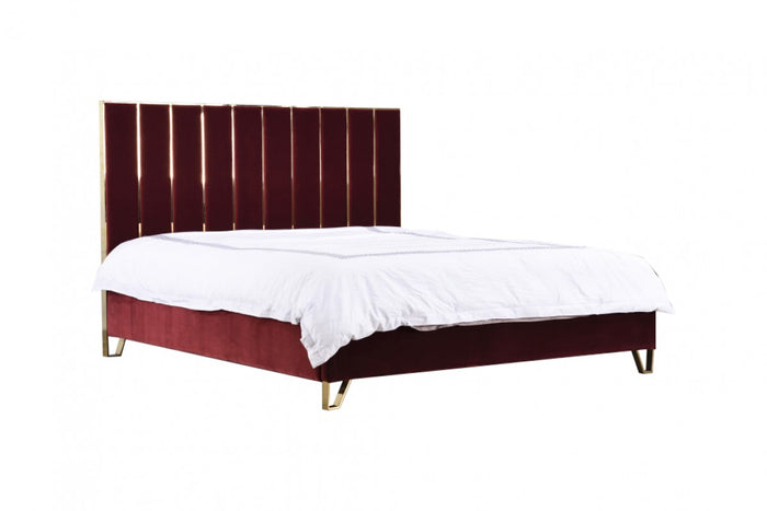 Ray Red Velvet King Size Bed