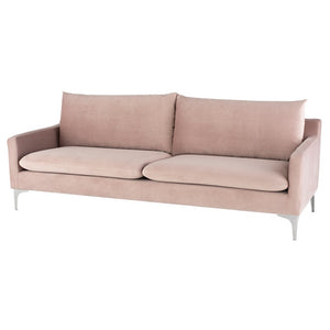 Anders Blush Velour Living Room Collection with Black, Gold or Silver Legs