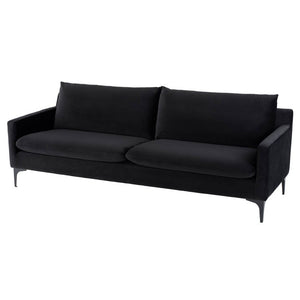 Anders Black Velour Living Room Collection with Black, Gold or Silver Legs
