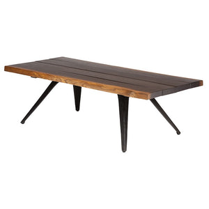 Vega Solid Seared Oak Coffee Table with Black Steel Legs