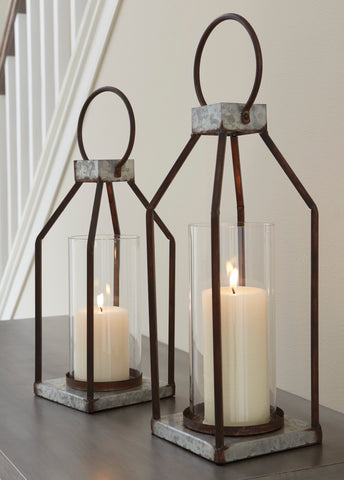 Outdoor Safe 2 Piece Lantern Candle Holder Set