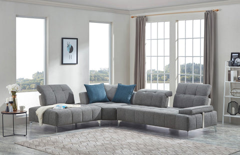 Natasha Tufted Fabric Sectional with Adjustable Backrest