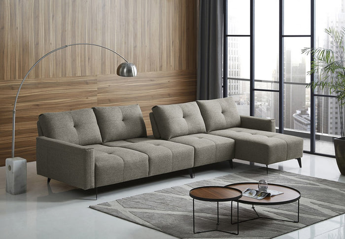 Ken Grey Fabric Sectional with Movable Backrests