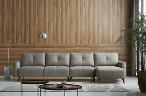 Ken Grey Fabric Sectional with Movable Backrests
