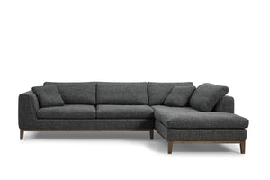 Hicks Dark Grey Fabric Sectional with Exposed Wood Frame
