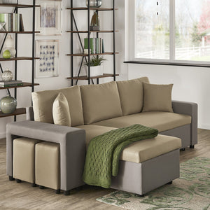 Dual Tone Convertible Sofa Chaise in 3 Color Options