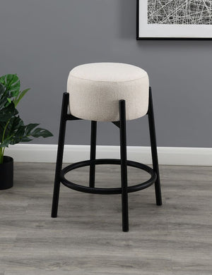 White Round Backless Stool in Counter or Bar Height