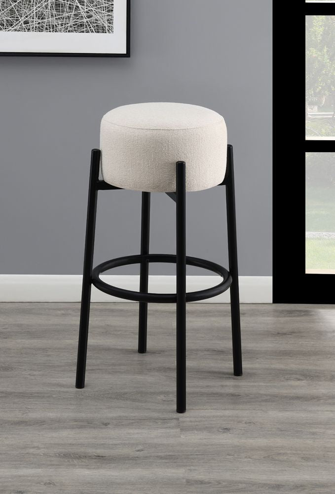 White Round Backless Stool in Counter or Bar Height