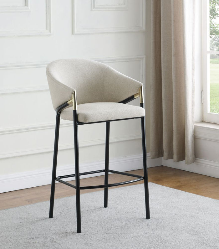 Beige Fabric Stool with Black Metal in Counter or Bar Height