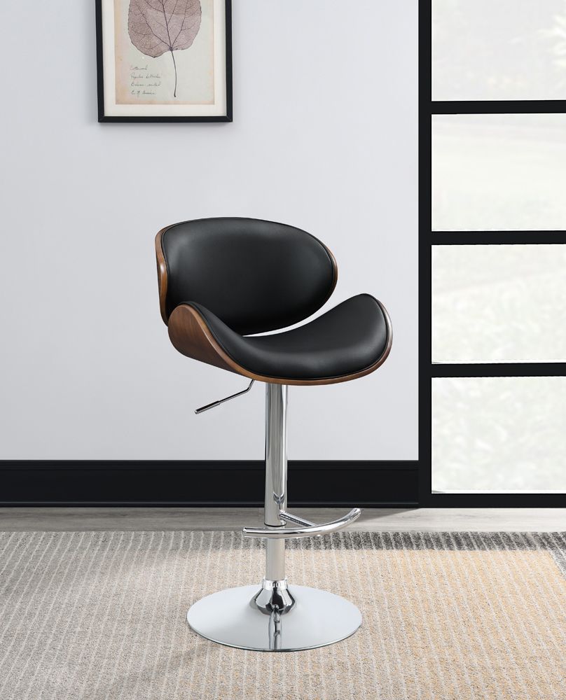 Exposed Wood Adjustable Barstool in Black or Ecru