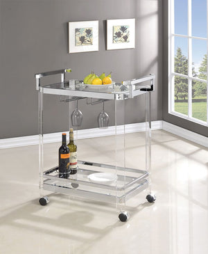 Acrylic Serving Cart with Chrome Accents