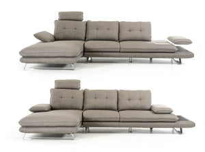 Portia Modern Fabric Sectional with Movable Arms and Backrests