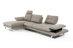 Portia Modern Fabric Sectional with Movable Arms and Backrests