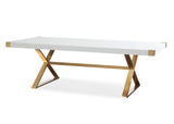 Adalia White Dining Table with Gold Base