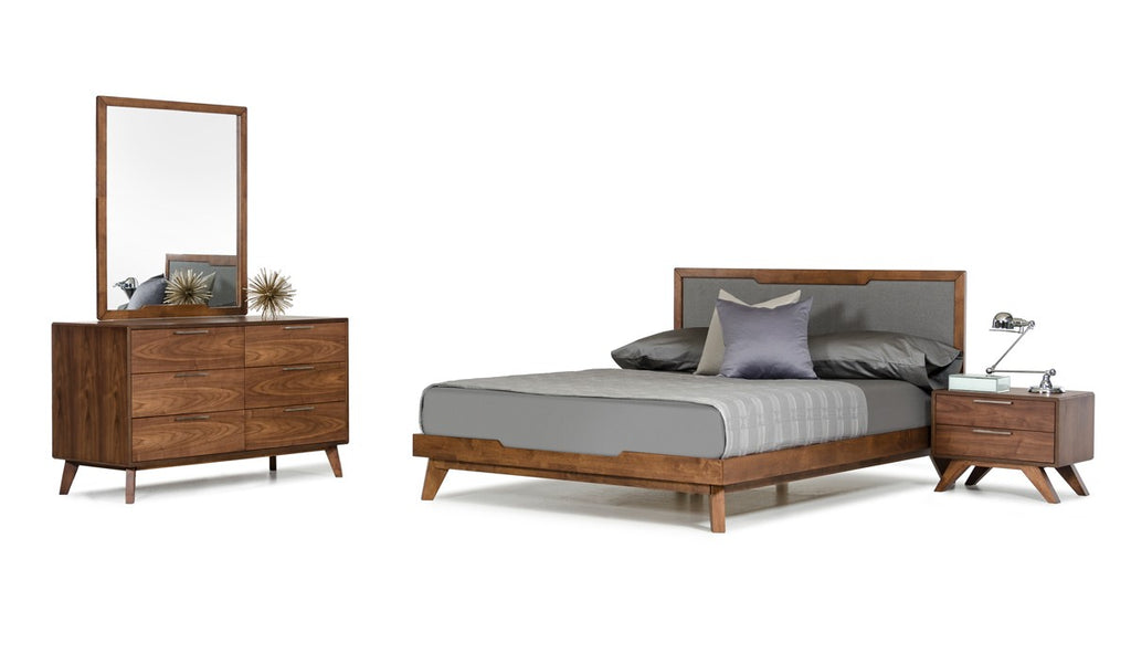 Rosa Mid Century Modern Bedroom Collection in Walnut or Grey