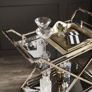 Champagne Bar Cart with Mirrored Shelves