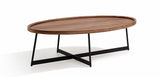 Ursula Walnut Oval Coffee Table with Black Legs