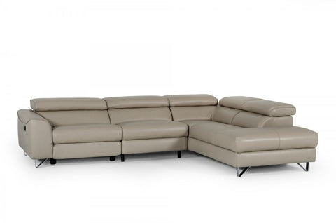 Vern Reclining Eco-Leather Sectional in Grey or Taupe