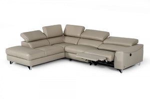 Vern Reclining Eco-Leather Sectional in Grey or Taupe
